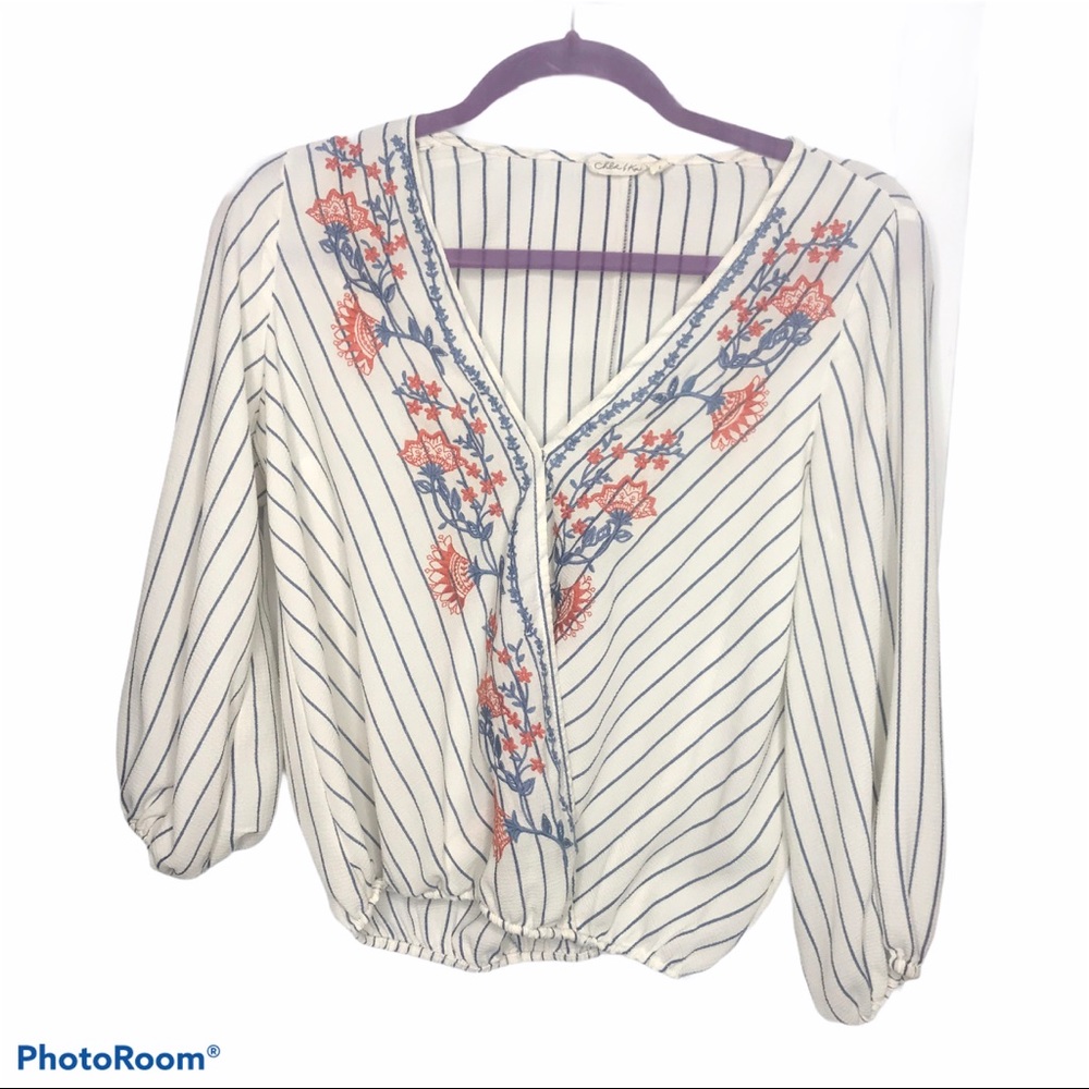 🌻Chloe and Katie Top Blue Striped Boho Top